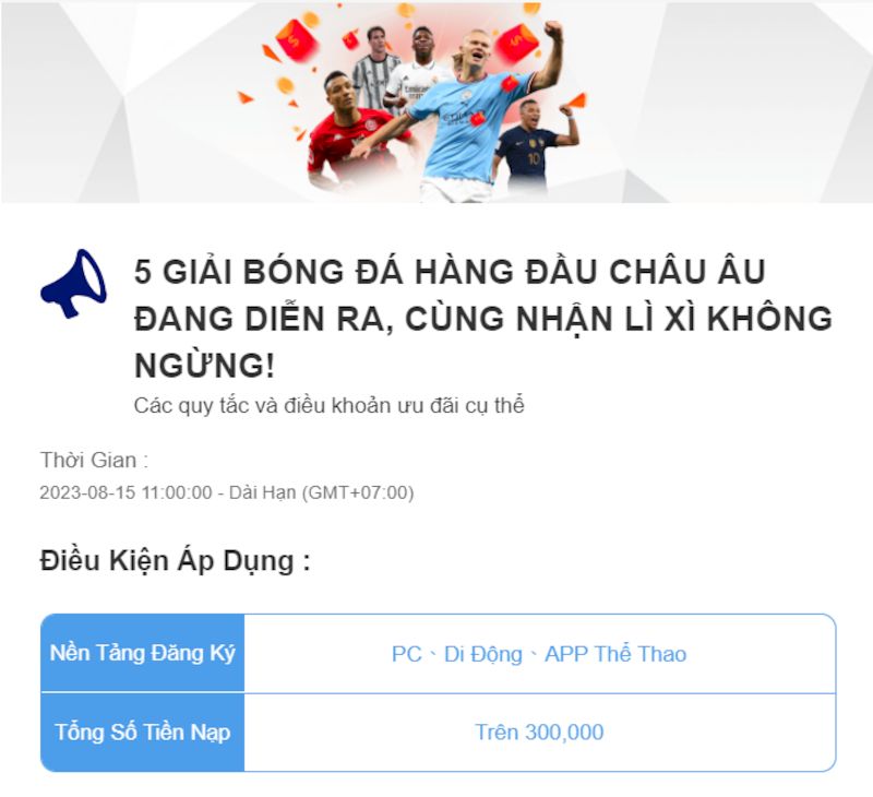 Nhận bao lì xì cho hạng mục thể thao 8xbet